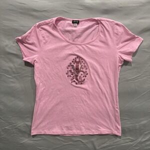 Versace Pink Embellished Logo Tee